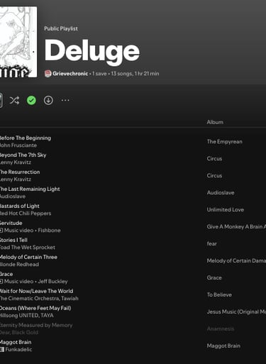 Spotify playlist for Deluge, the road to grievechronic revisionist
