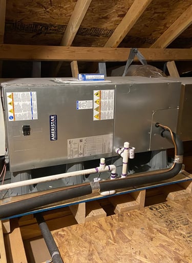 hvac air handler install in the attic