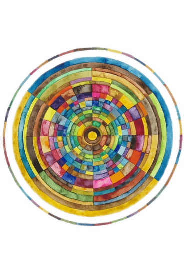 Mandala à l'aquarelle réalisé par Karin Monami