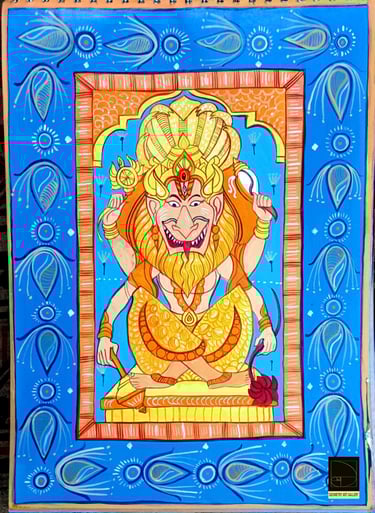pattachitra art of indian god narsimha from scriptures