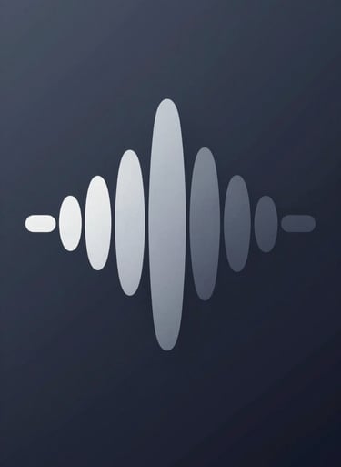 Abstract visualization of a neural voice interface, depicted as soundwaves morphing into sleek geometric shapes in a modern, bold style. Uses #7A8C9E and #0A1118.