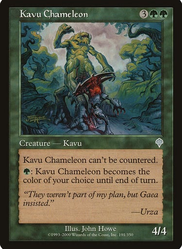 Kavu Chameleon Magic: The Gathering card featuring green creature art and ability text.