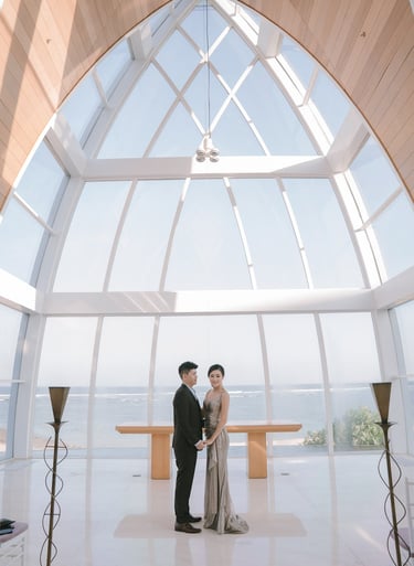 Luxury prewedding session at chapel altar of The Ritz-Carlton Nusa Dua Bali.