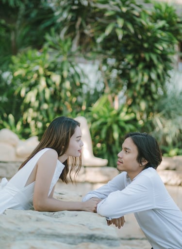 Romantic couple portrait during an intimate photography session at Novotel Bali Benoa in Tanjung Benoa Bali.