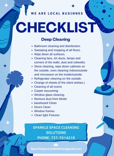 a flyer for a cleaning business deep cleaning checklist