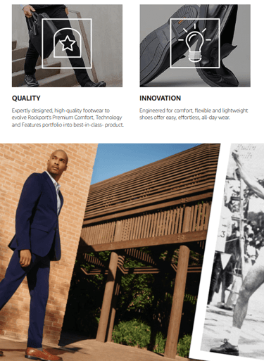 Rockport Men's Eureka Walking Shoes in classic brown leather on cobblestone street. Stylish