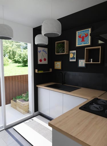 Vue 3D projet cuisine rénovée evier