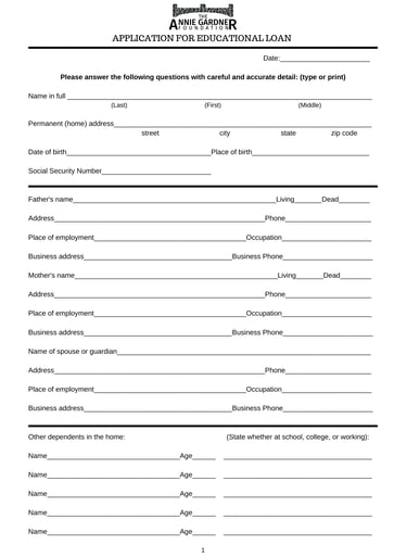 Student Loan Application