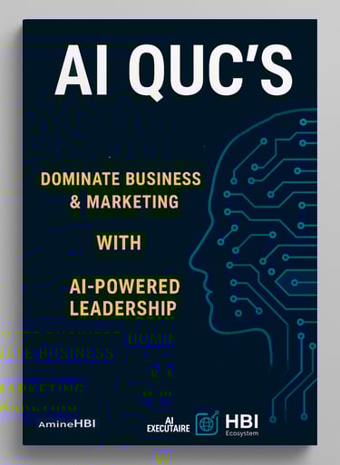 Cover of "AI QUC’s: Leadership Redefined" — an AI-powered business strategy ebook by HBI Ecosystem.