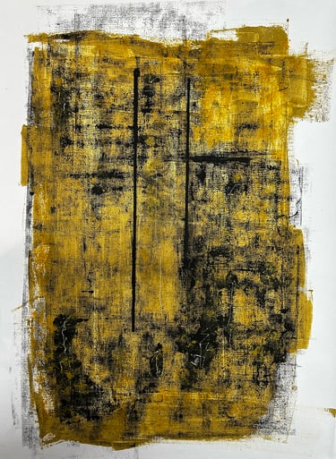 Natural pigment and ash on canvas. Abstract art Laurence Moracchini Ditchling. Sussex artist.