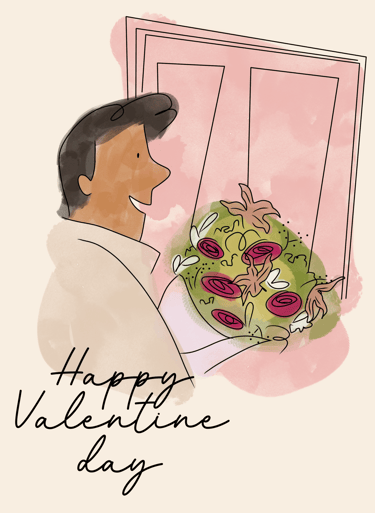 a man holding  flowers valentine day. Diane Mulolo Faida