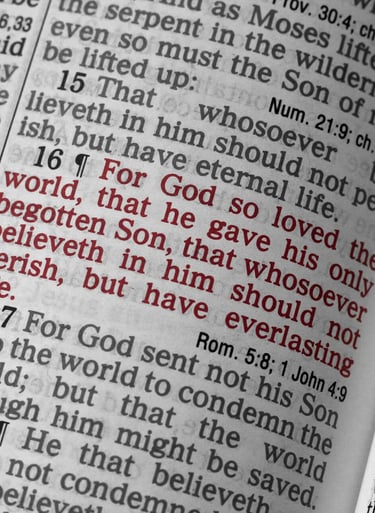 a book opened to show a bible verse