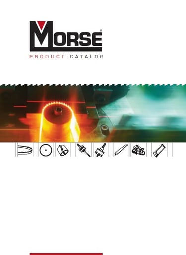 Catálogo de productos Morse: hojas de sierra de cinta y herramientas de corte industrial.