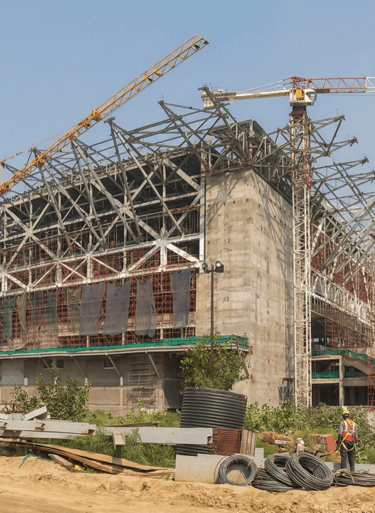 L&T site Heavy Steel Structure erection at IICC Yashobhoomi Dwarka, New Delhi