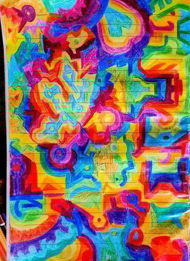 colour pencil on paper, a colorful display