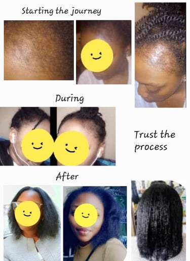 woman showing different stages of hair growth