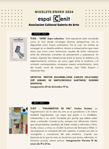 Convocatoria OPEN 2023 - Niuslete Enero 2024 - Espai Cenit