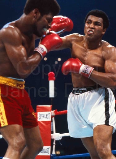 Muhammad Ali and Leon Spinks at Caesars Palace in 1978 by James Drake for Sports Illustrated