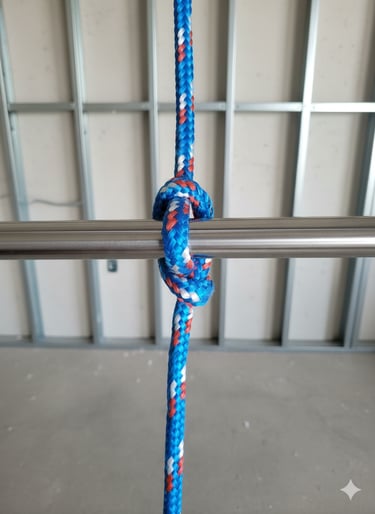 Marlinspike Hitch for making electrician handle and pulling mule tape