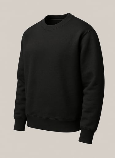 a black sweatshirt with a white background and a black and white sweatshirt