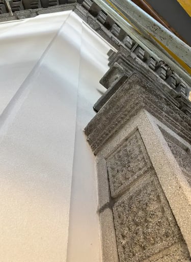 Fachada de la Casa Fracasi restaurada por Almapiedra utilizando nanotecnología Tecnan.