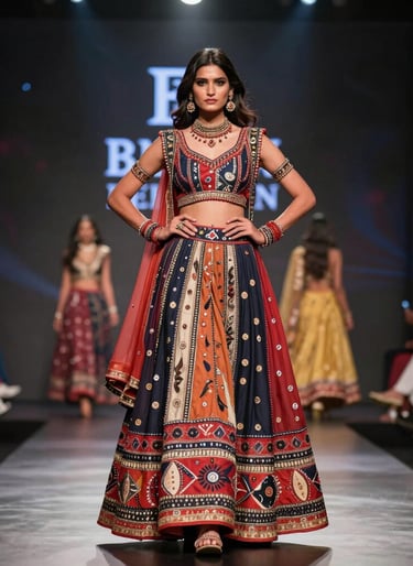 A glamorous crowd of celebrity guests and fashion insiders mingling under elegant chandeliers.