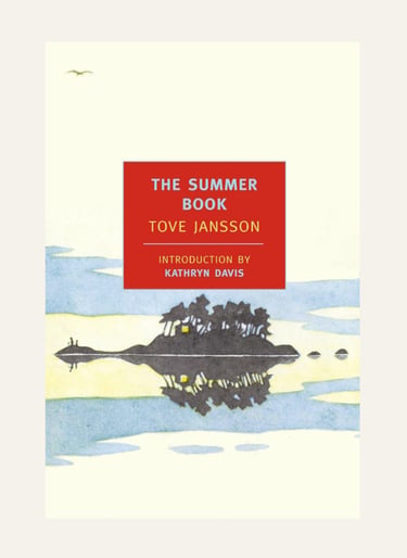 The Summer Book by Tove Jansson cover featuring an island illustration with a red title box.