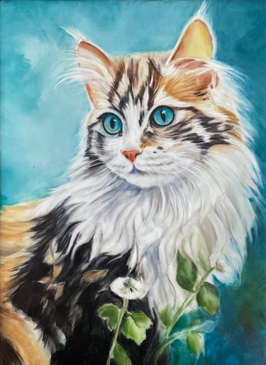 gatto dipinto su porcellana