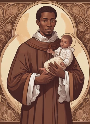 São Benedito segurando o menino Jesus