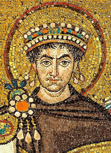 Emperor Justinian in a mosaic from San Vitale in Ravenna