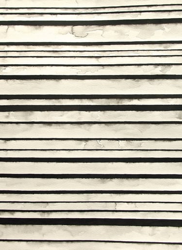  INOS 2 by Tim Grosvenor, ink drawing, middle triptych panel with horizontal lines and dynamic rhyth