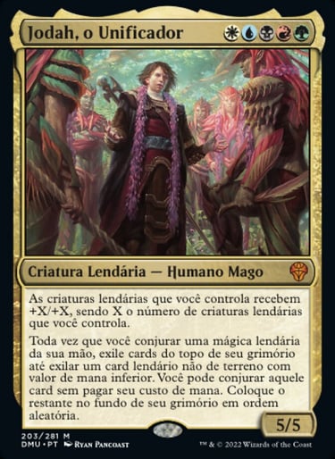 Portuguese Jodah, the Unifier Magic the Gathering card featuring a legendary human wizard.