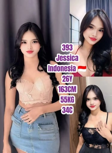 Photo collage of Jessica from Indonesia, a 26-year-old woman posing in stylish outfits.