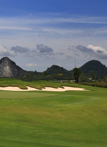chee chan golf course with Buddha mountain in the background