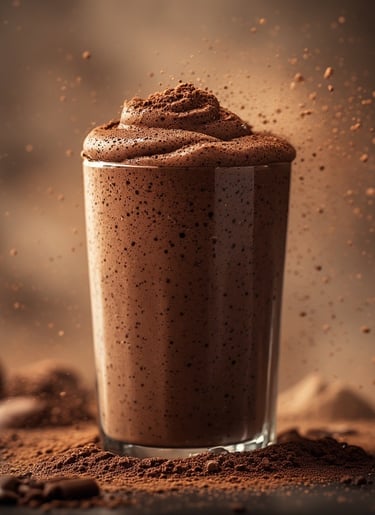 Chocolate cacao smoothie with cocoa and almond butter