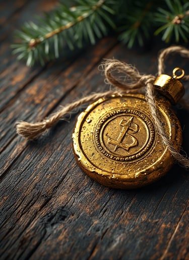 Wax seal ornament with jute string.