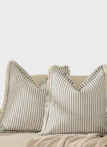 ZWJD Throw Pillow Covers 18x18Set of 2 Striped Pillow Covers with Fringe Chic Cotton Decorative Pill