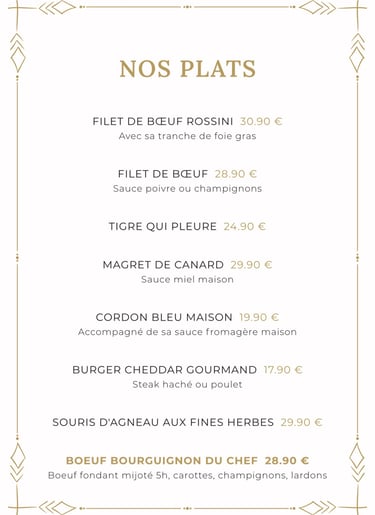 Carte et menu du restaurant La Parisienne à Nîmes : plats