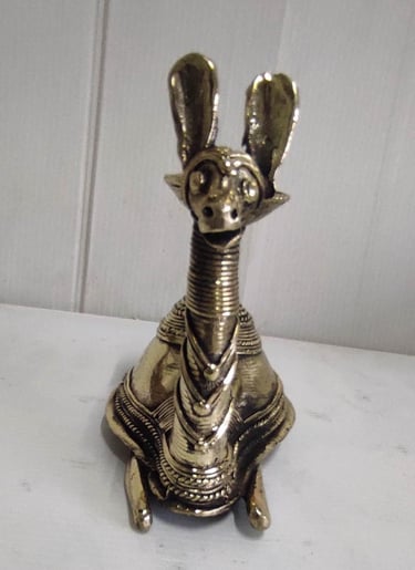 "Designer brass camel with handcrafted lamp bowl on back, tribal art-for global markets"