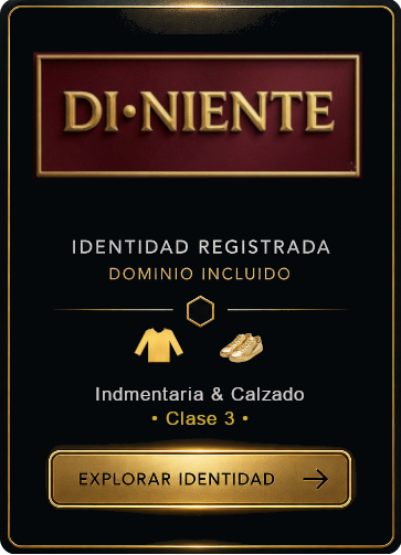 Identidad comercial DI•NIENTE marca registrada y dominio incluido para negocios y comercio online