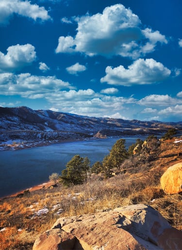beautiful day in fort collins colorado horsetooth reservoir nature water sky rocks