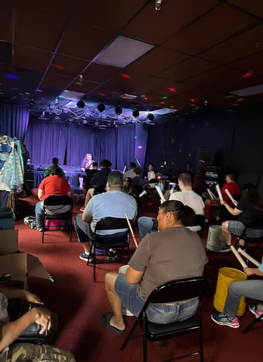 Group Drumming event with stage