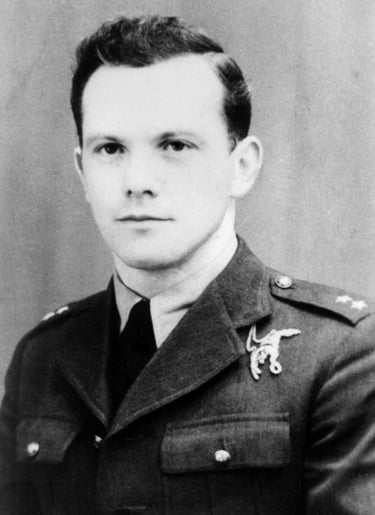 2nd Lieutenant Kazimierz Wolinski, portrait photo in Polish Air Force uniform, looks quite young.