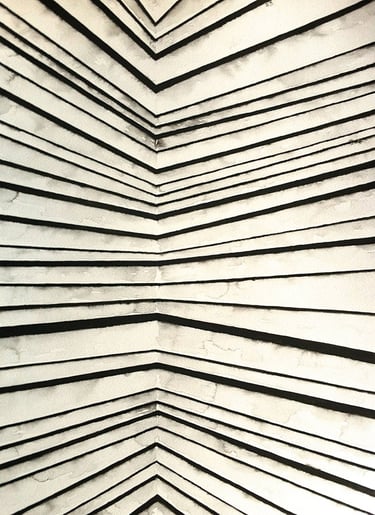  INOS 1 by Tim Grosvenor, ink on paper, opening panel of triptych featuring descending chevron patte