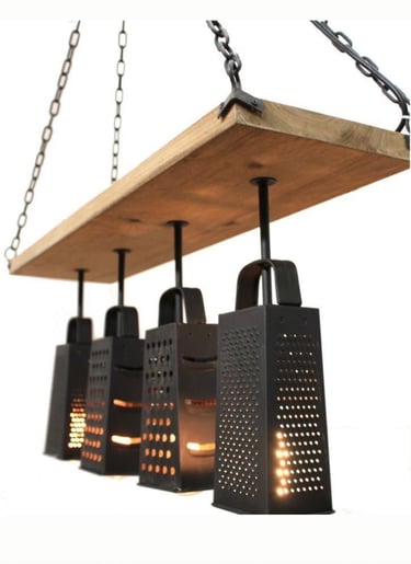 Up-cycle kitchen grater, used as modern light installments
