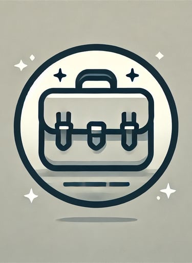 A breifcase icon on a beige and white background