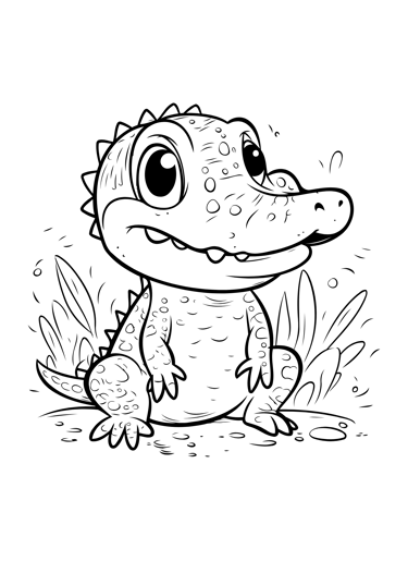 coloriage crocodile bébé