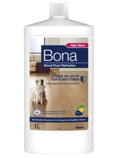 a bottle of bona wood floor cleaner