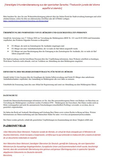 Ejemplo de traducción jurada al alemán, traducción alemana, página 2