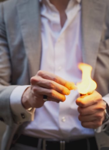 tour de magie avec du feu